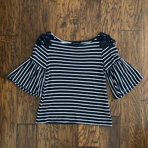 Banana Republic navy blue and white striped top